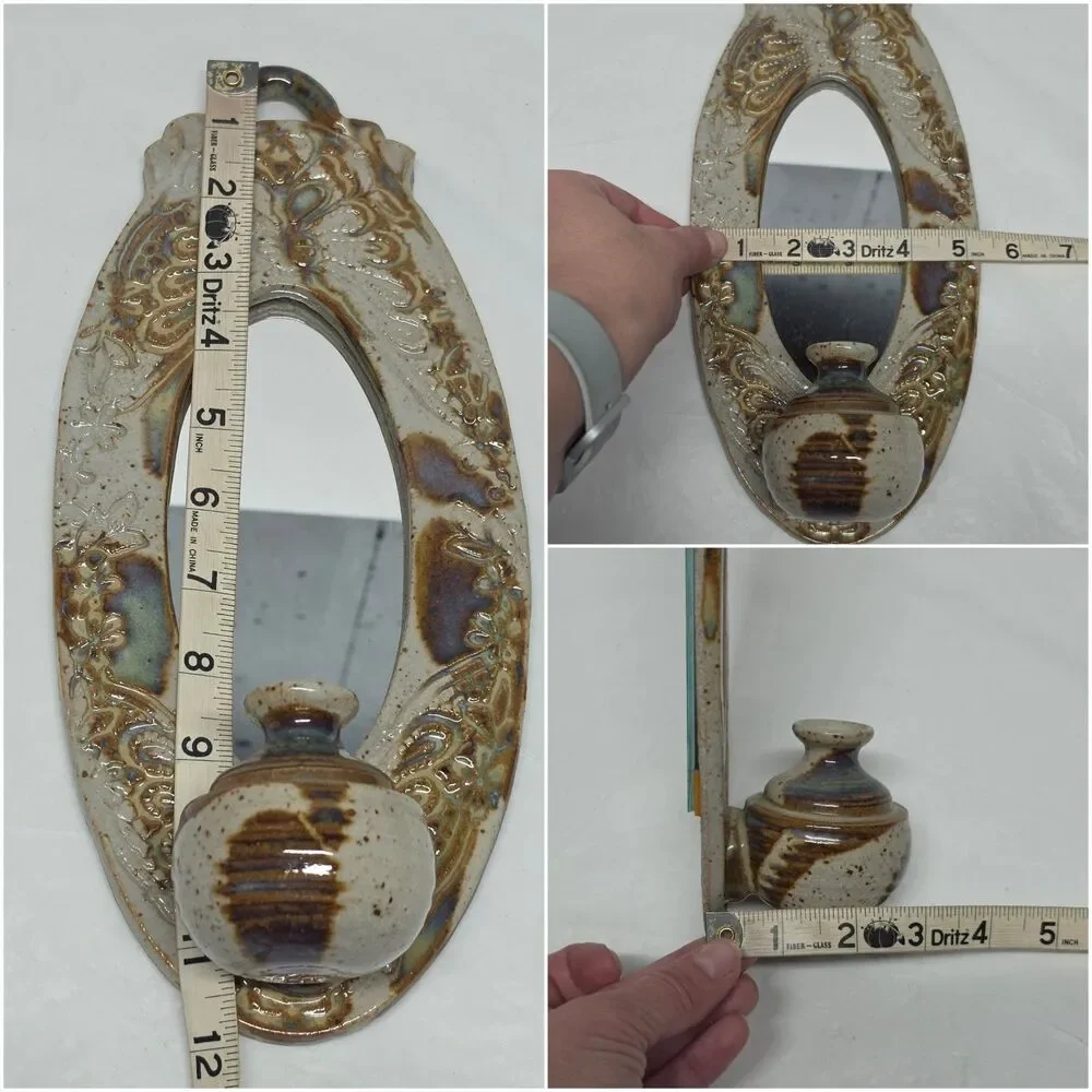 Rivertown Potters Art Pottery Wall Mirror With Vase By Tom And Lynette Biesanz